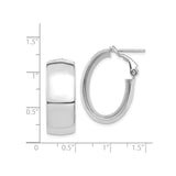 14k White Gold Hoop Earrings, Oval Hinged Hoops with Polished Finish, Minimalist Style