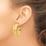 14k Yellow Gold Oval Hoop Earrings, High Polish Finish, Hinged Snap Back, Lightweight Design