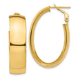 14k Yellow Gold Oval Hoop Earrings, High Polish Finish, Hinged Snap Back, Lightweight Design