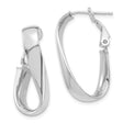 14k White Gold Twist Hoop Earrings, Teardrop Shaped Polished Hoops, Lightweight Modern Design