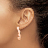 14k Rose Gold Twisted Hoop Earrings, Sculptural Wavy Oval Design, Lightweight Minimalist Style