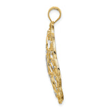 14k Multi-Tone Gold Flower Mandala Pendant with Diamond Cut Accents, Geometric Starburst Design