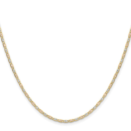 14K Tri-color Gold 2 mm Polished Chain Necklace