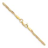 14K Tri-color Gold 2 mm Polished Chain Necklace alternate angle