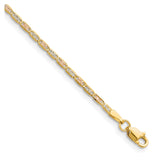 14K Tri-color Gold 2 mm Polished Chain Bracelet shown for scale