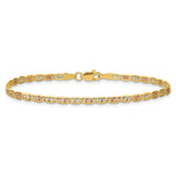 14K Tri-color Gold 2.75 mm Polished Chain Bracelet, Solid alternate angle