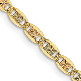 14K Tri-color Gold 2.75 mm Polished Chain Necklace, Solid detail view