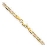 14K Tri-color Gold 3.2 mm Polished Chain Necklace alternate angle