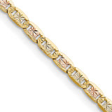 14K Tri-color Gold 3.2 mm Polished Chain Necklace detail view
