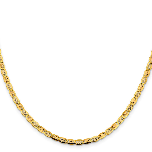 14K Tri-color Gold 3.8 mm Polished Chain Necklace, Solid