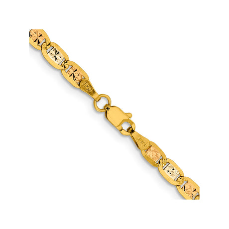 14K Tri-color Gold 3.8 mm Polished Chain Necklace, Solid alternate angle