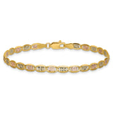14K Tri-color Gold 3.8 mm Polished Chain Bracelet, Solid alternate angle