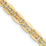 14K Tri-color Gold 3.8 mm Polished Chain Necklace, Solid detail view
