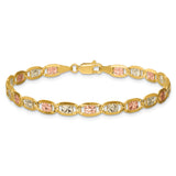 14K Tri-color Gold 4.65 mm Polished Chain Anklet, Solid alternate angle