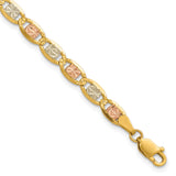 14K Tri-color Gold 4.65 mm Polished Chain Anklet, Solid detail view