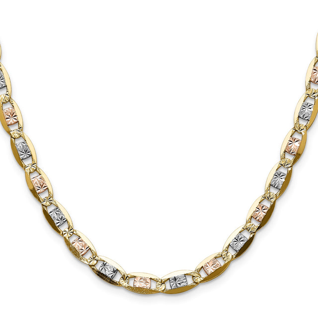 14K Tri-color Gold 6.1 mm Polished Chain Necklace