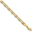 14K Tri-color Gold 6.1 mm Polished Chain Anklet shown for scale