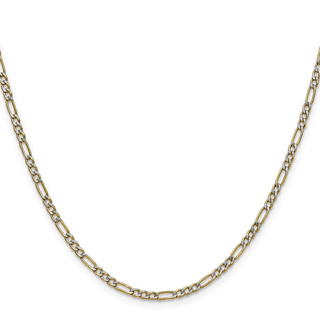14K Yellow Gold 2.3 mm Figaro Chain Necklace, Polished