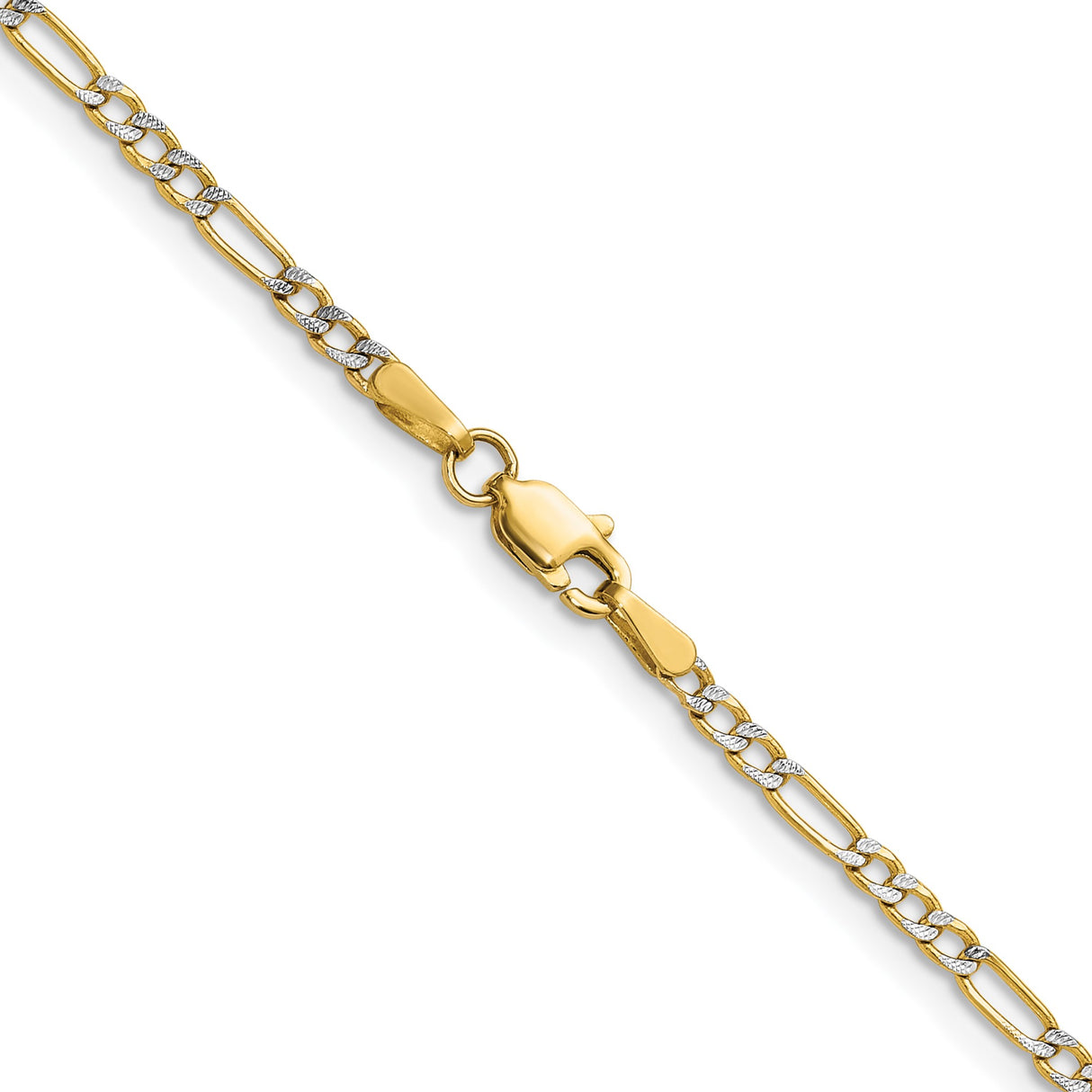 14K Yellow Gold 2.3 mm Figaro Chain Necklace, Polished alternate angle