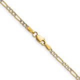 14K Yellow Gold 2.3 mm Figaro Chain Necklace, Polished alternate angle