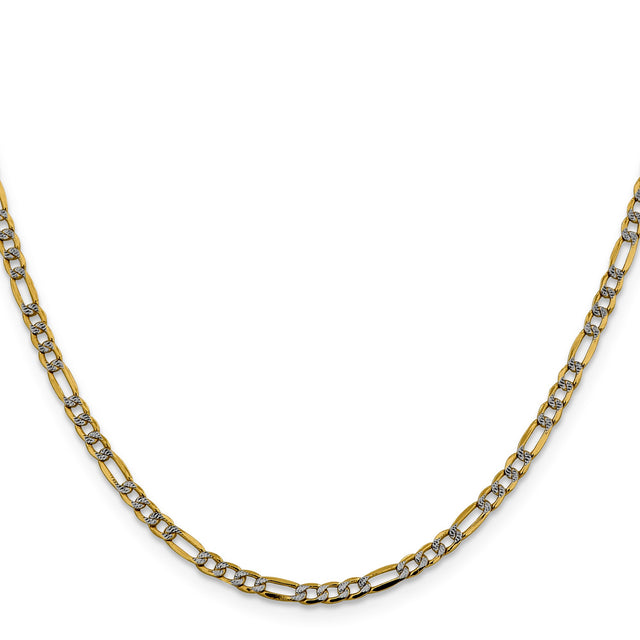 14K Yellow Gold 3.2 mm Figaro Chain Necklace, Polished