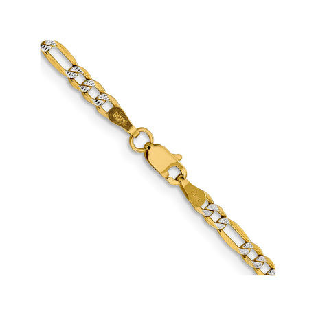14K Yellow Gold 3.2 mm Figaro Chain Necklace, Polished alternate angle