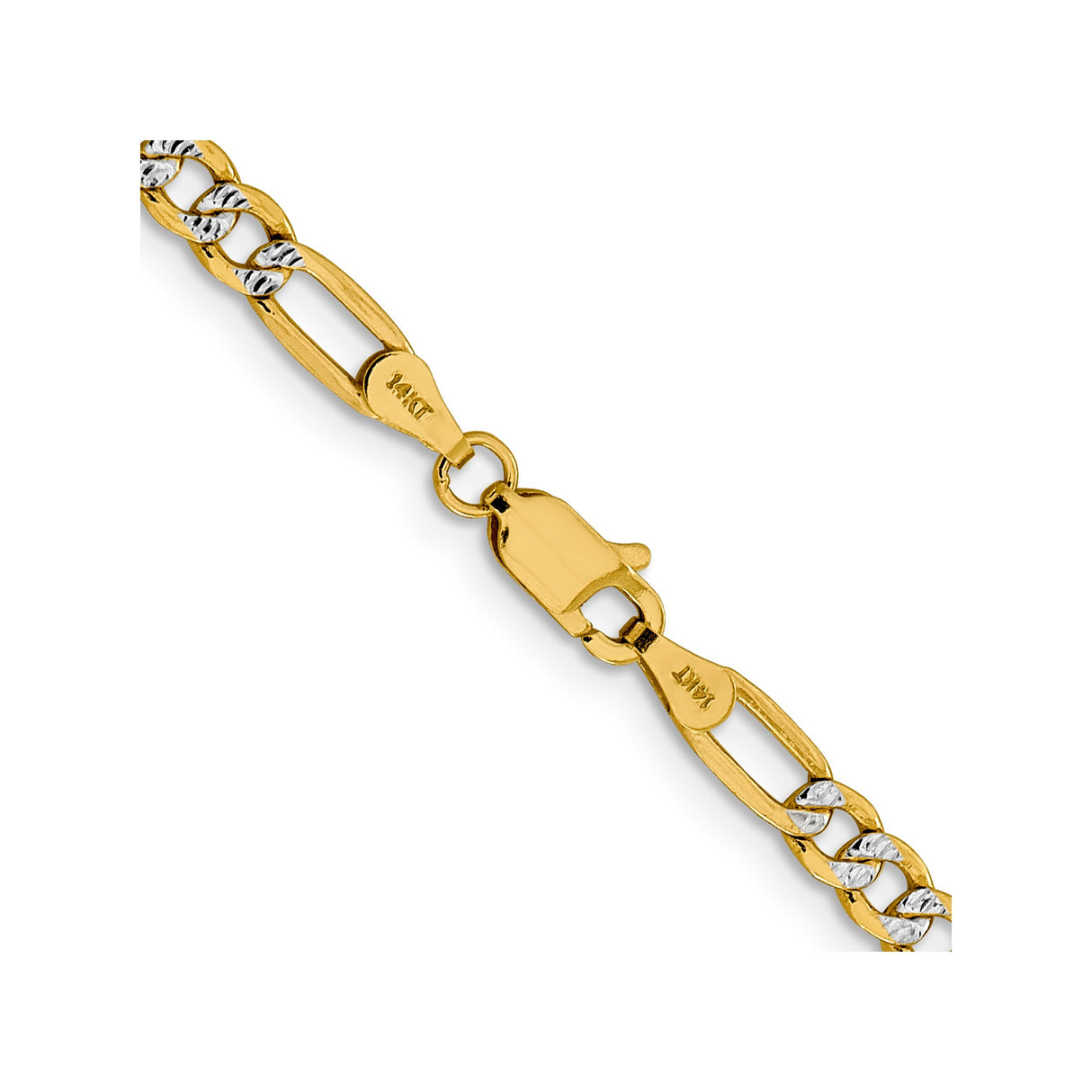 14K Yellow Gold 3.9 mm Figaro Chain Necklace, Polished alternate angle
