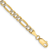 14K Yellow Gold 3.9 mm Figaro Chain Anklet, Polished