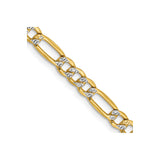 14K Yellow Gold 3.9 mm Figaro Chain Necklace, Polished detail view