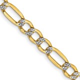 14K Yellow Gold 5.25 mm Figaro Chain Necklace, Polished detail view