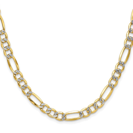 14K Yellow Gold 6.5 mm Figaro Chain Necklace, Polished