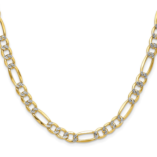 14K Yellow Gold 6.5 mm Figaro Chain Necklace, Polished