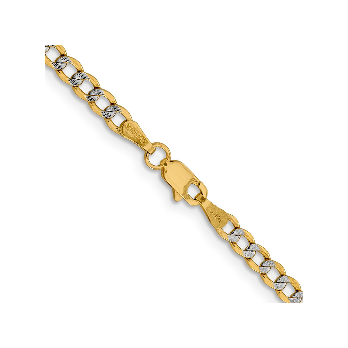 14K Yellow Gold 3.4 mm Curb Chain Necklace, Polished alternate angle