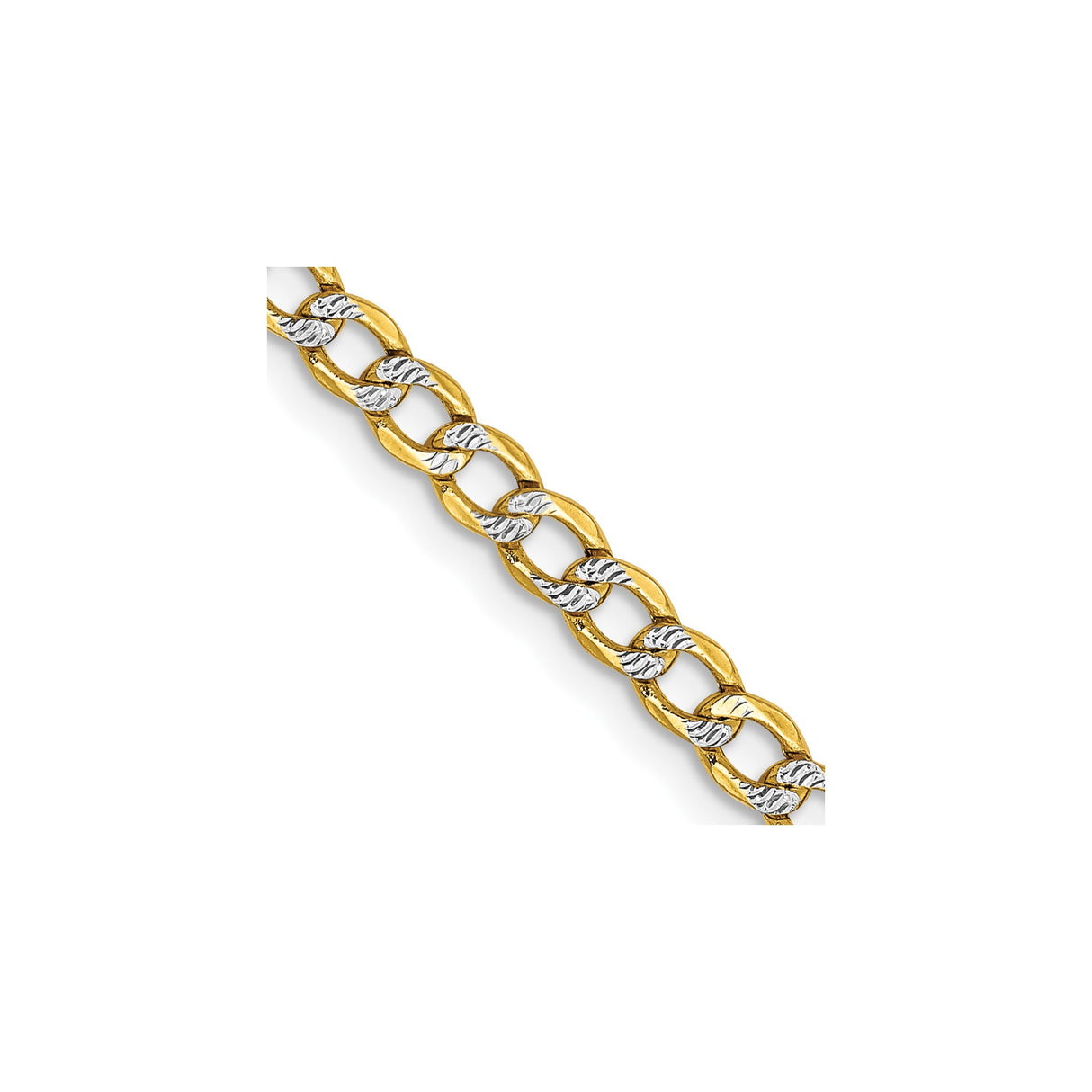 14K Yellow Gold 3.4 mm Curb Chain Necklace, Polished detail view