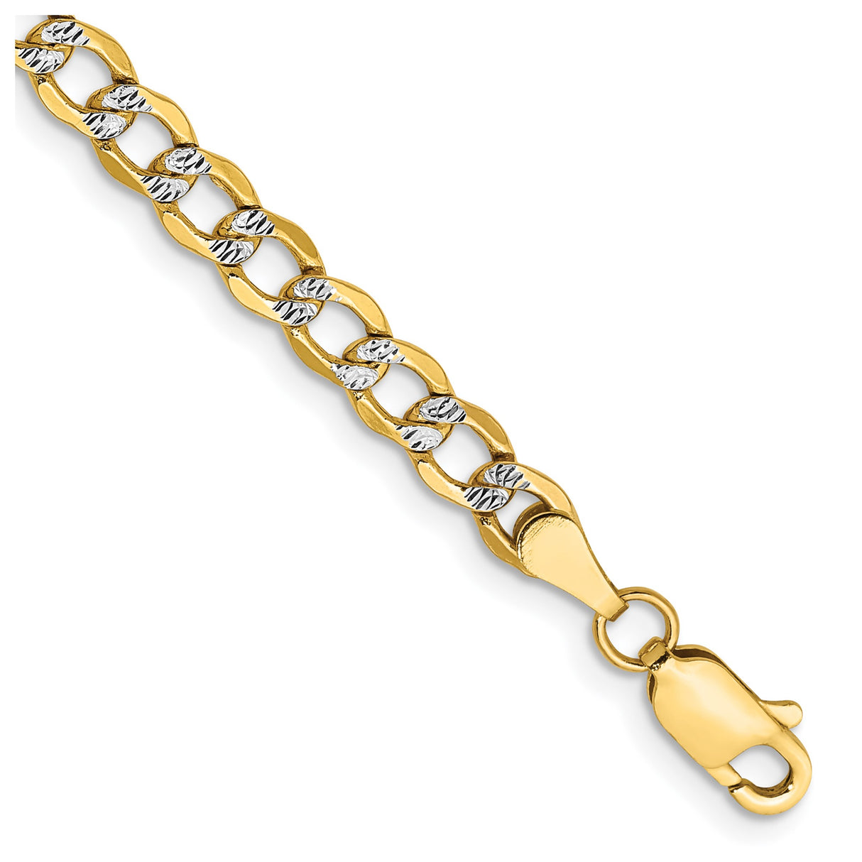 14K Yellow Gold 4.3 mm Curb Chain Anklet, Polished alternate angle