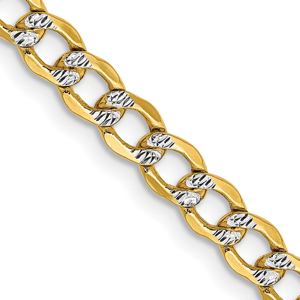 14K Yellow Gold 4.3 mm Curb Chain Necklace, Polished detail view