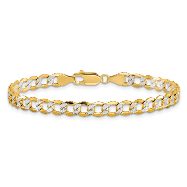 14K Yellow Gold 5.2 mm Curb Chain Anklet, Polished