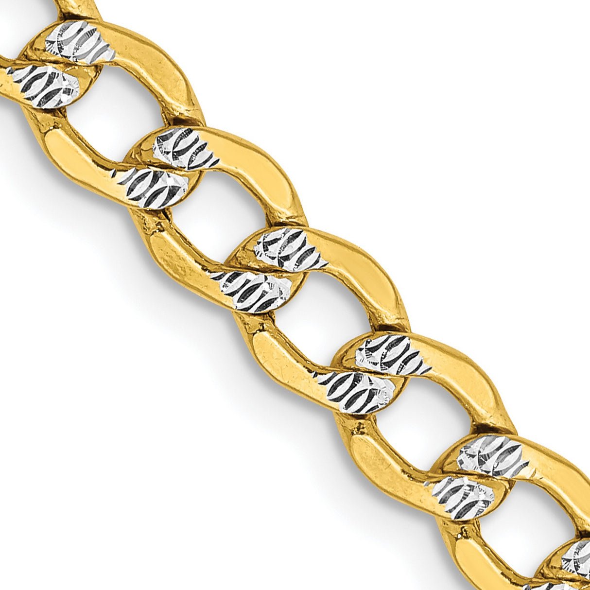 14K Yellow Gold 5.2 mm Curb Chain Necklace, Polished detail view