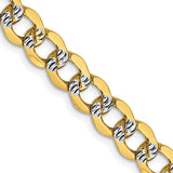 14K Yellow Gold 6.75 mm Curb Chain Necklace, Polished detail view