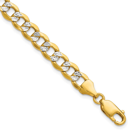 14K Yellow Gold 7.1 mm Curb Chain Anklet, Polished