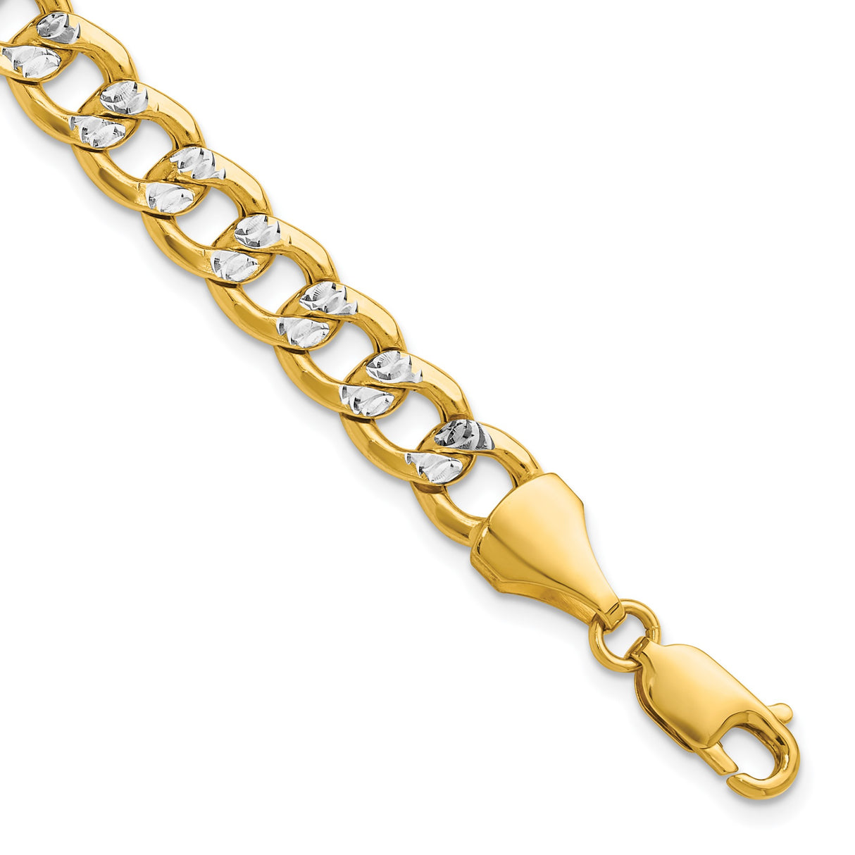 14K Yellow Gold 7.75 mm Curb Chain Bracelet, Polished