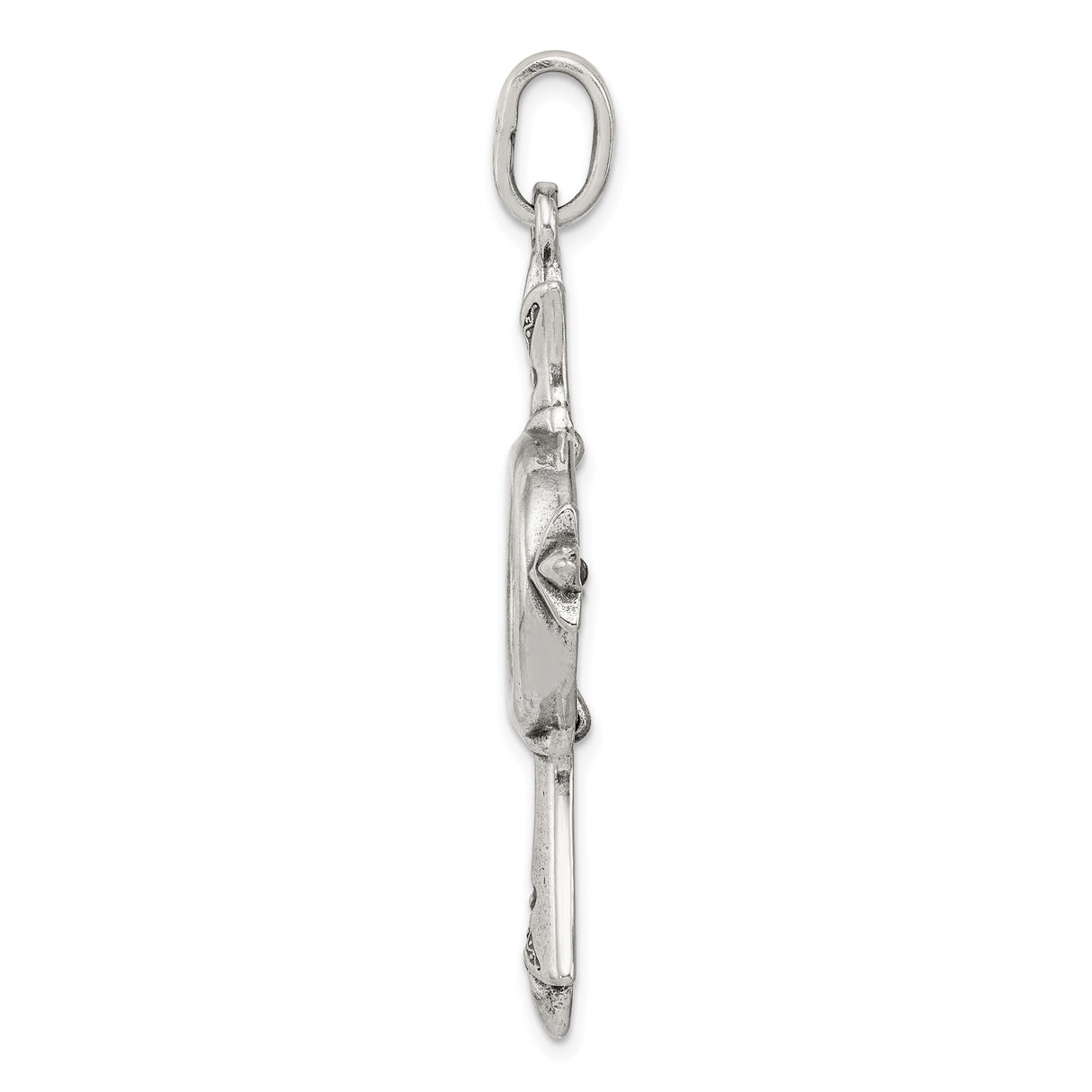 Sterling Silver Cross Pendant with Sunburst Coin and Antique Textured Metalwork