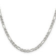 925 White Gold 3.75 mm Polished Chain Necklace, Solid