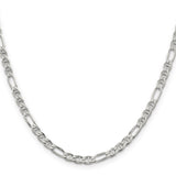 925 White Gold 3.75 mm Polished Chain Necklace, Solid