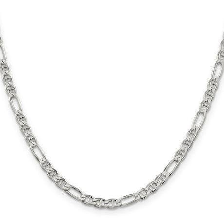 925 White Gold 3.75 mm Polished Chain Necklace, Solid