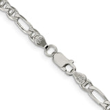 925 White Gold 3.75 mm Polished Chain Necklace, Solid alternate angle