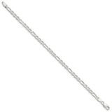 925 White Gold 3.75 mm Polished Chain Bracelet, Solid