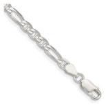 925 White Gold 3.75 mm Polished Chain Bracelet, Solid shown for scale