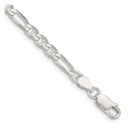 925 White Gold 3.75 mm Polished Chain Bracelet, Solid shown for scale