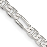 925 White Gold 3.75 mm Polished Chain Necklace, Solid detail view